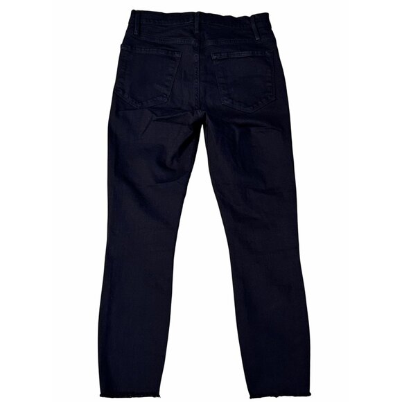 Frame Ali High Rise Cigarette Black Denim Jeans Sz 27 Raw Hem Stretch Minimalist - Picture 3 of 12